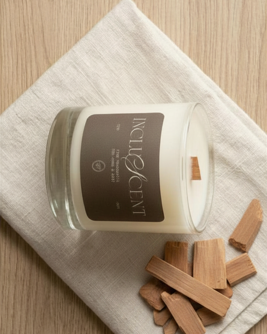 Exhale Candle (10oz) | The Grounding | Sandalwood & Amber | IncluScent